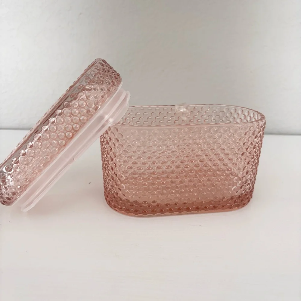 TARGET Hobnail Glass Pink Trinket Box NWT - Picture 3 of 8